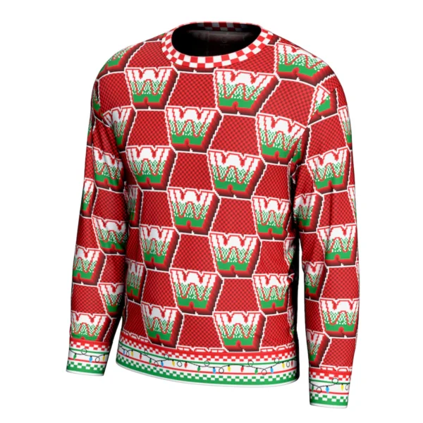 Men's ProSphere Red WWE Retro Logo Holiday Sweater