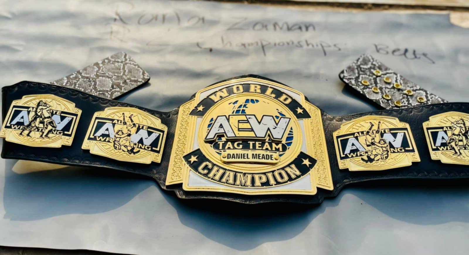 AEW World Tag Team Championship Replica Belt (Custom Nameplate Edition) - Image 3