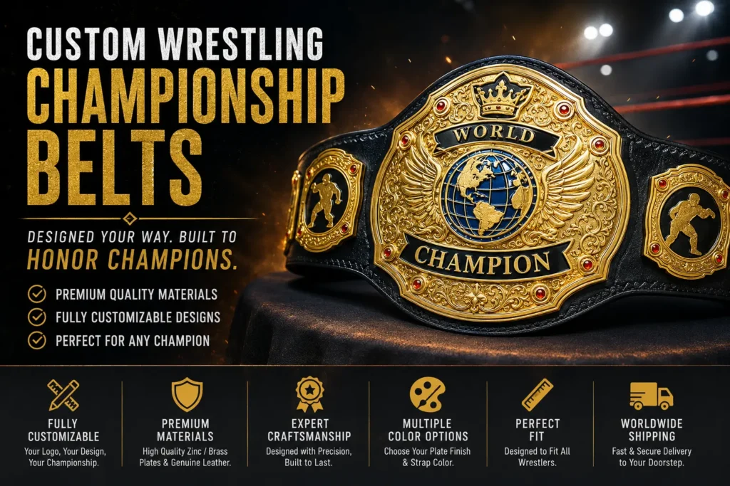 Custom wrestling championship belt with personalized design
